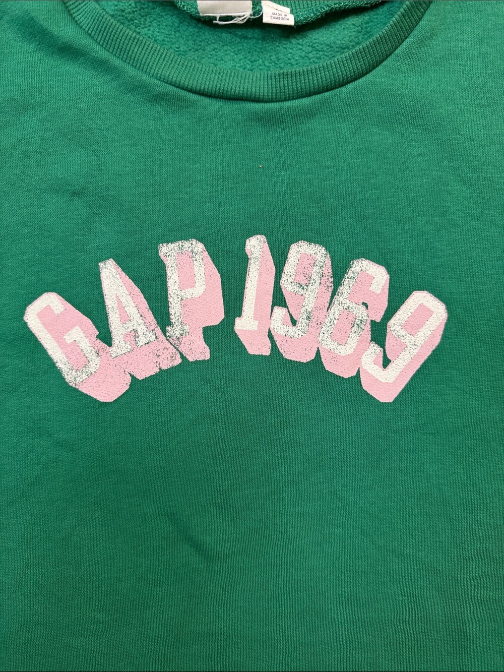 GAP Emerald Crewneck Sweatshirt with Pink Logo Size XS - Picture 3 of 7